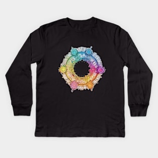 Colorful Abstract Gear Circle Artwork No. 480 Kids Long Sleeve T-Shirt